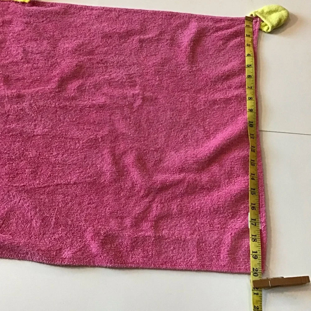 Pink Princess Hooded Bath Towel Toddler Girl Yellow Mittens Appliqué Crown
